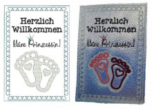 Stickdatei ITH - Postkarte Willkommen kleine Prinzessin